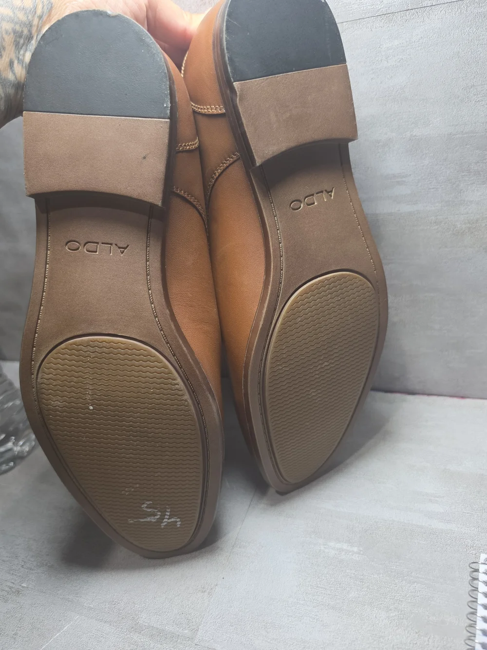 Aldo Men's Brown Leather Derby Shoes - Lace-Up Dress Oxfords Size 10